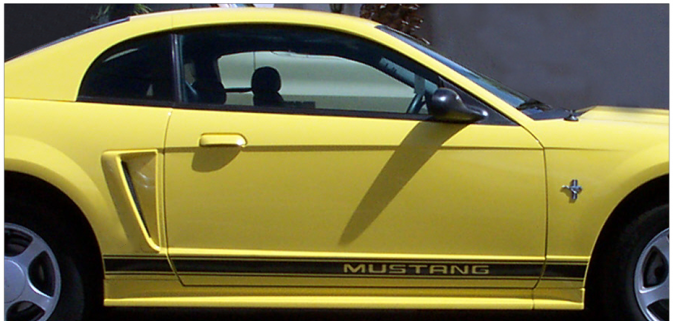 1999-04 Mustang Lower Rocker Stripes - Mustang Name - 3" Tall